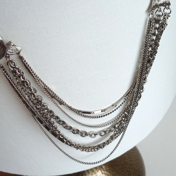 Multi String Choker Style Bronze / Aged Brass Vintage Necklace (17” Length) - Picture 10 of 16